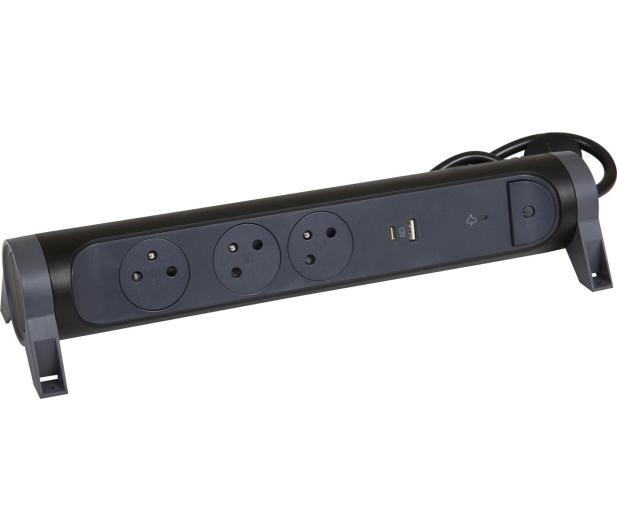 LEGRAND Przedłużacz ochronny 3X2P+Z+USB AC 1.5M-CZARNY 49425 - 1047772 - zdjęcie 2